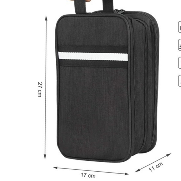 FITDON Large Waterproof Toiletry Bag for Men Black with White Stripe - Picture 2 of 10